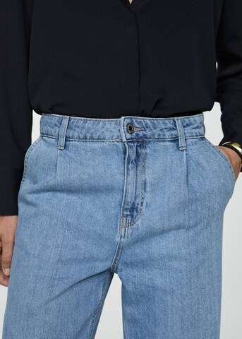 MANGO Wide Leg Jeans med lægfolder 'Arletita' i blå