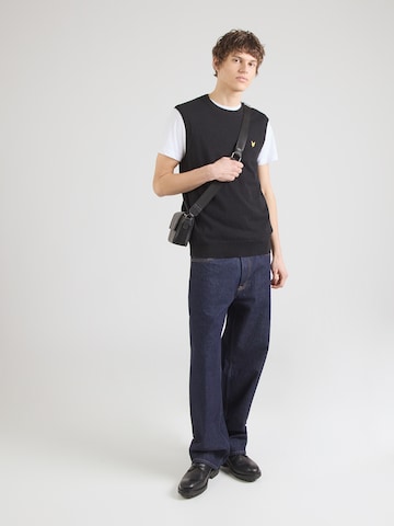 Lyle & Scott Мъжки плетен пуловер без ръкави в черно