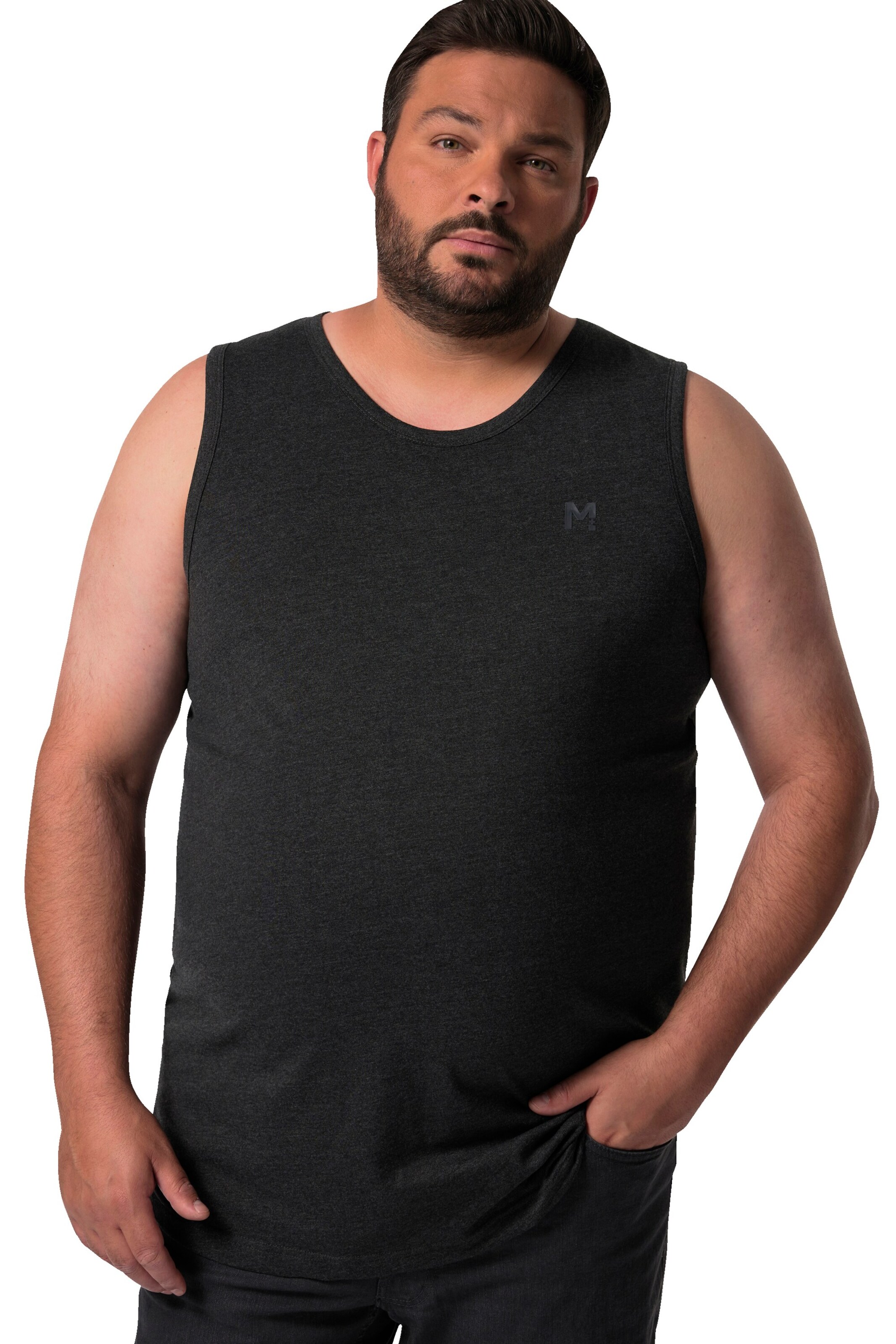 Men Plus Shirt in Schwarz: Vorderseite