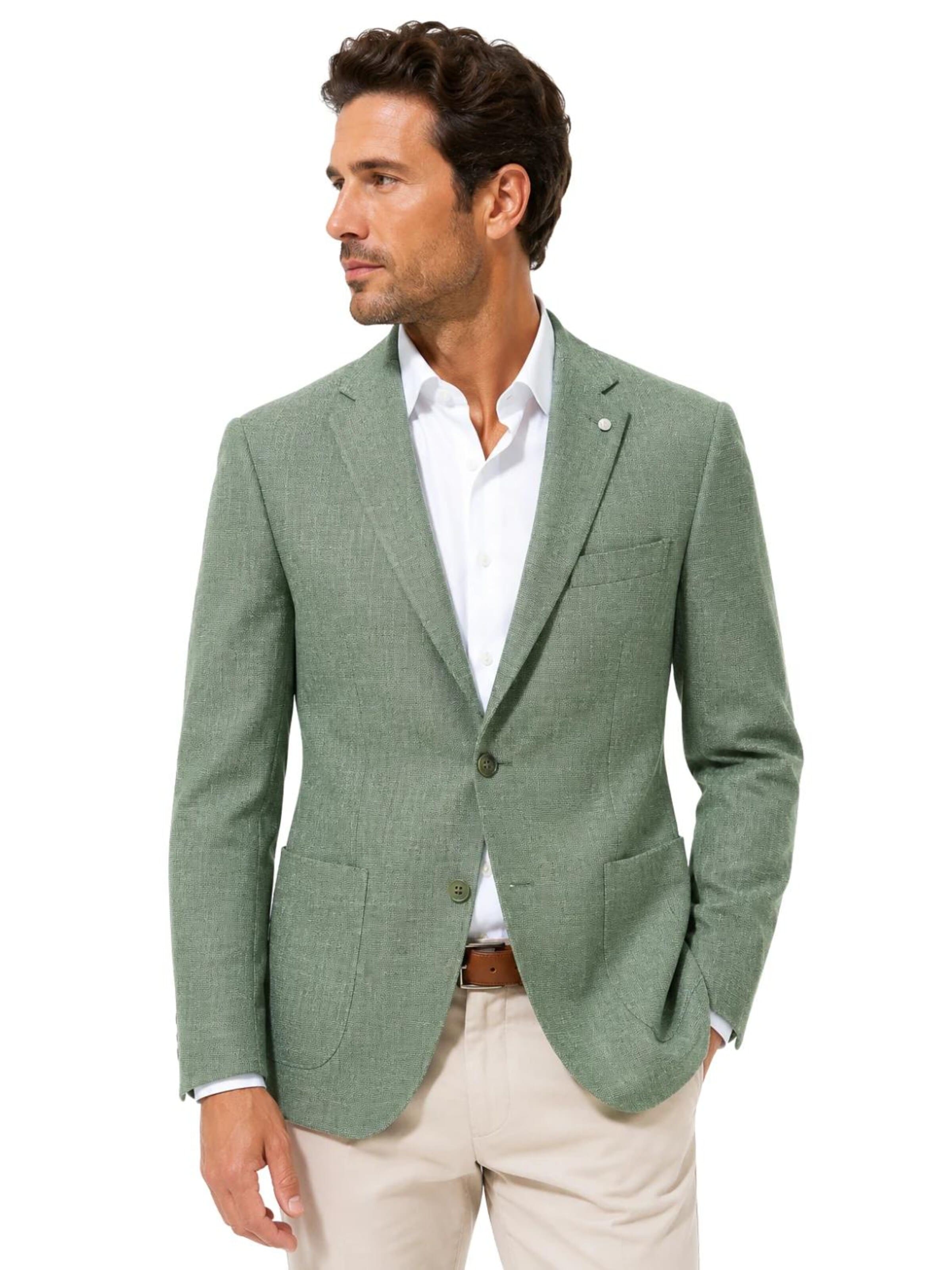 Guild Super Slim Fit Business Blazer 'Extra Slim fit Herren Sakko' in Green: front
