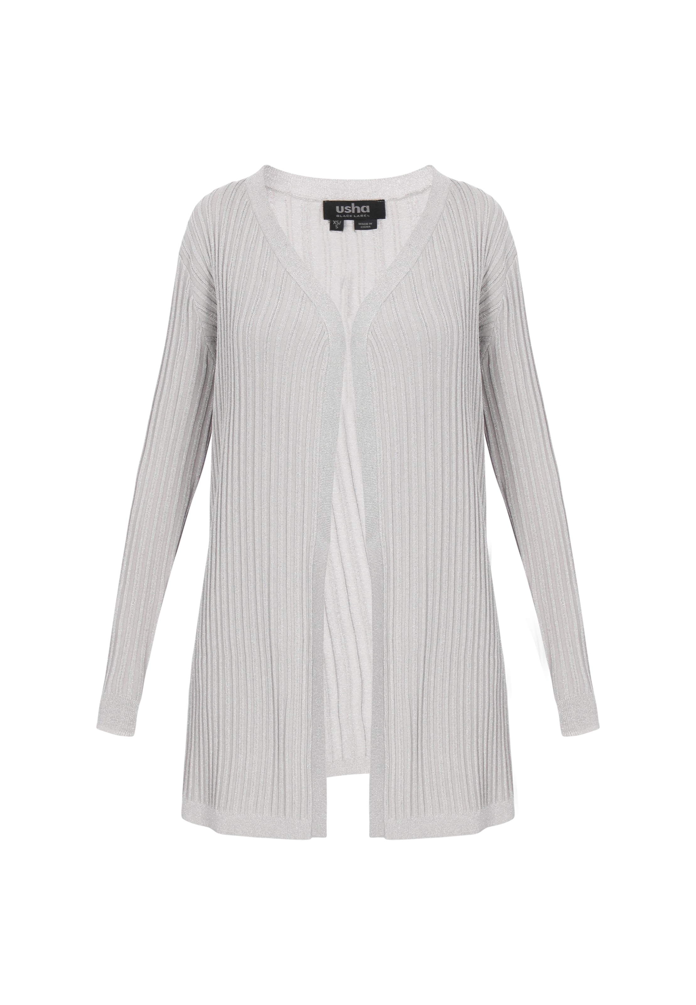 usha BLACK LABEL Knit cardigan 'Classic' in Grey: front