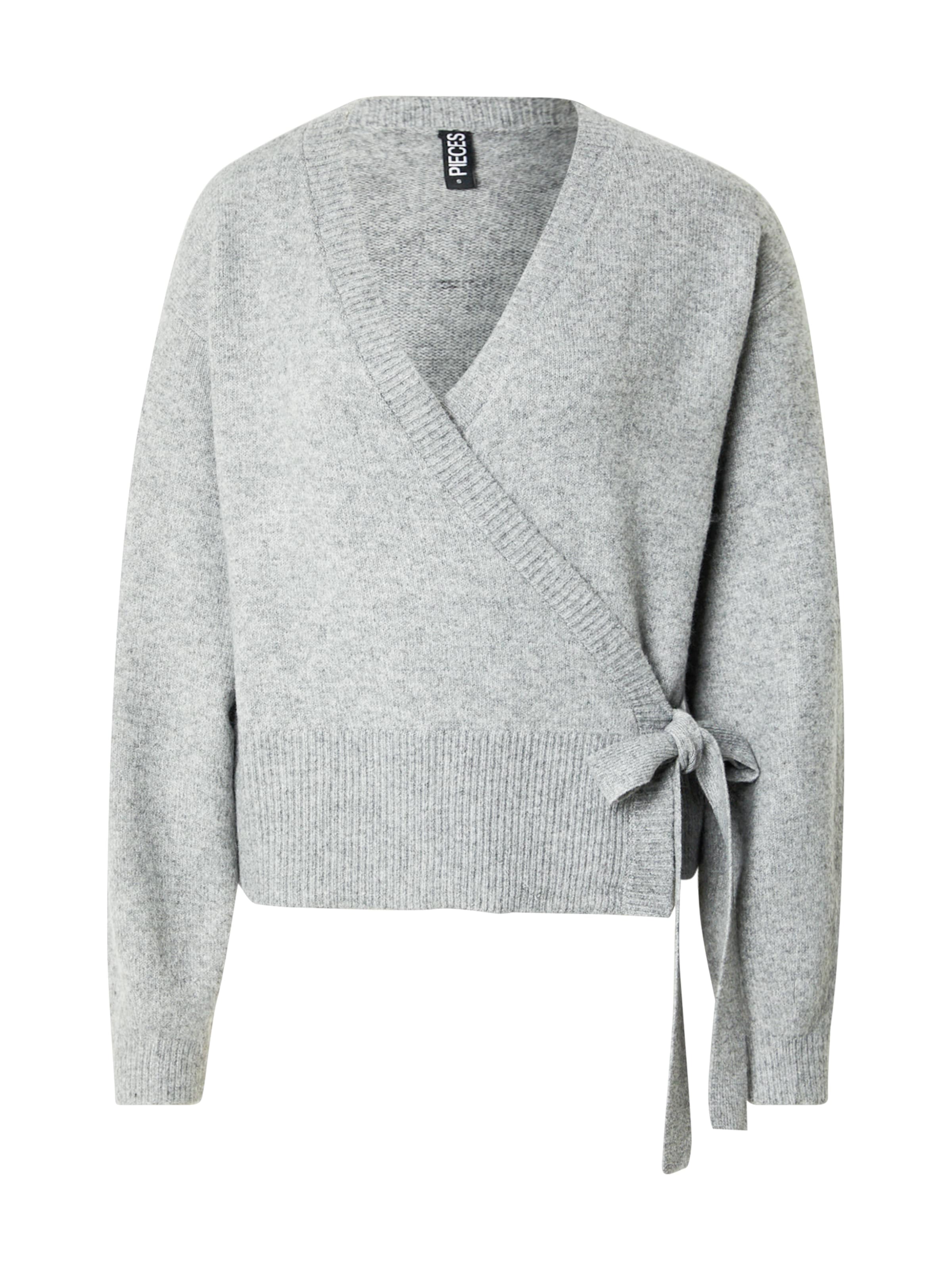 PIECES Knit Cardigan 'PCMALOU' in Grey: front