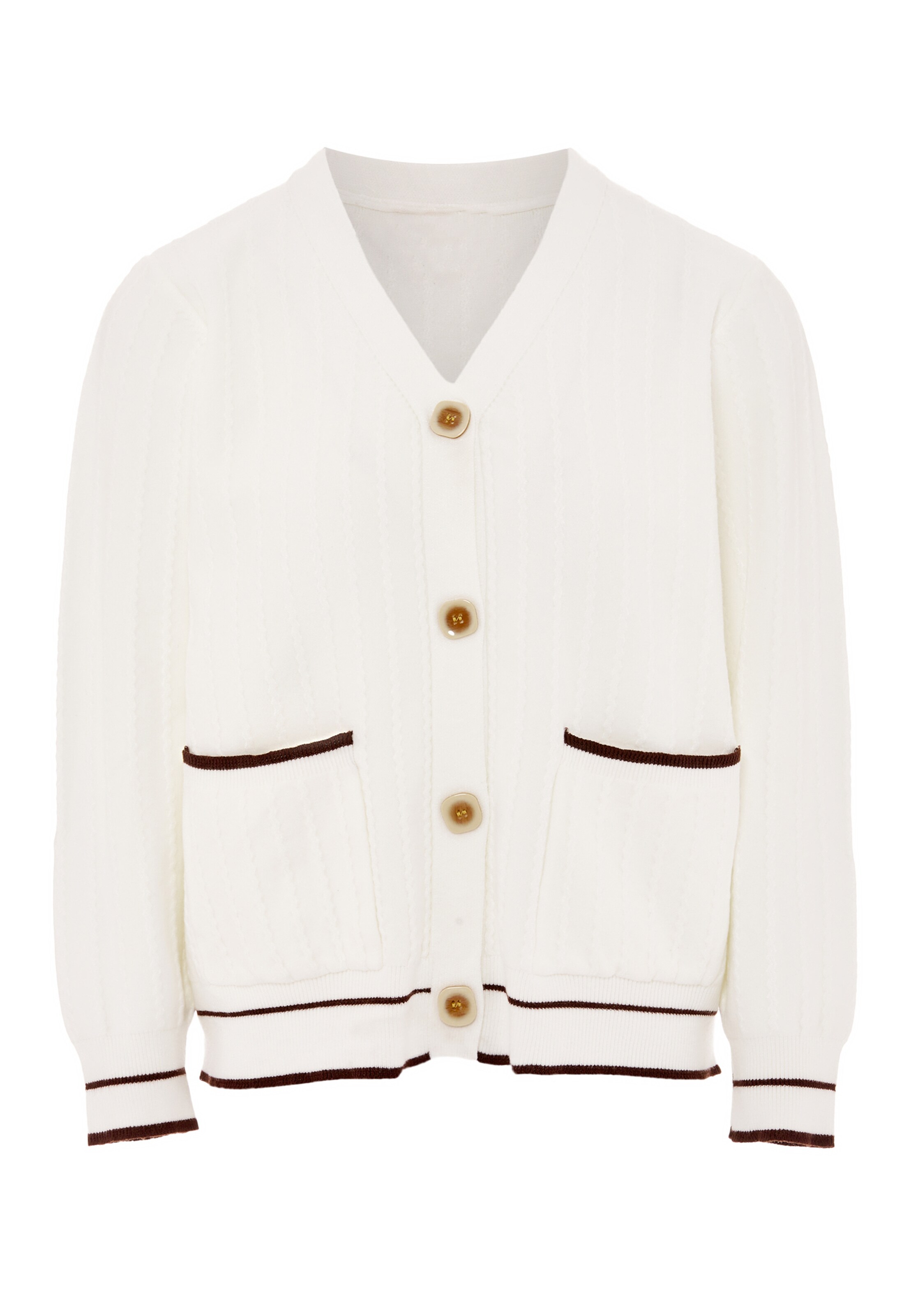 NALLY Strickjacke in Weiß: Vorderseite