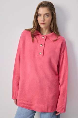 Pull-over oversize Touche Prive en rose : devant