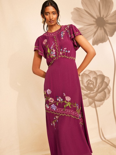 love & roses Robe en 34 en olive / bleu violet / baie / rose, Vue avec produit