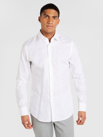 Coupe slim Chemise business 'P-Hanks' BOSS Black en blanc : devant