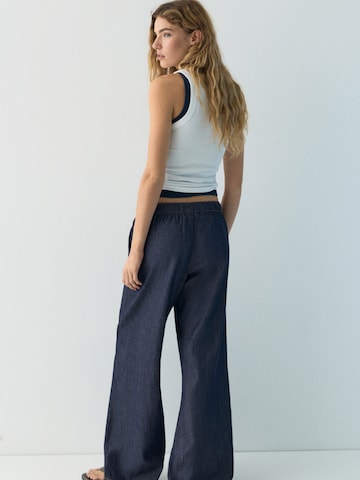 Wide leg Jeans de la Pull&Bear pe albastru