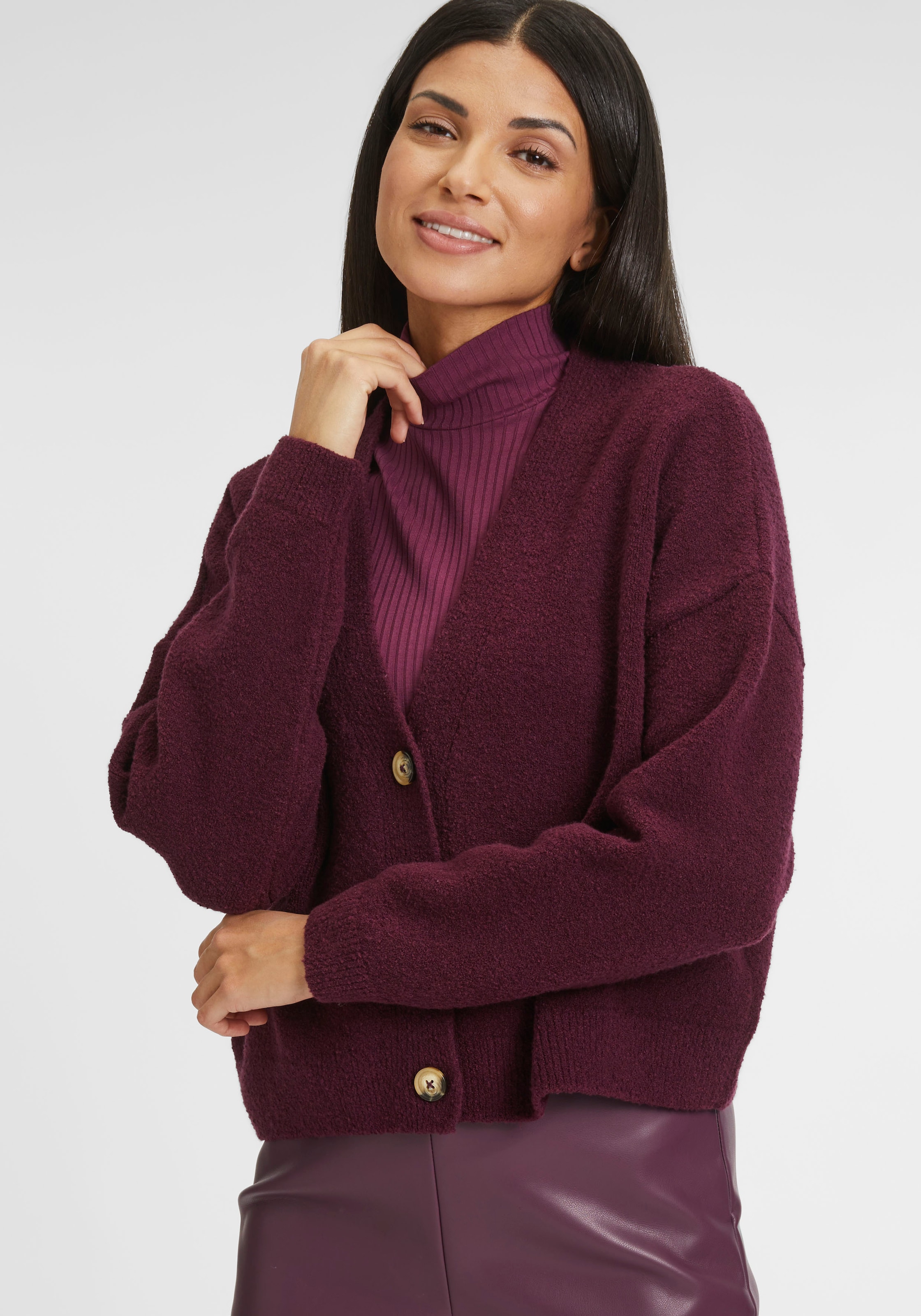TAMARIS Knit | Cardigan in ABOUT Bordeaux YOU