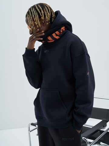Koyumi Sweatshirt 'Oversize Hoodie mit hohem Kragen – Schwerer 3-Faden Stoff - Break your Neck' in Blue