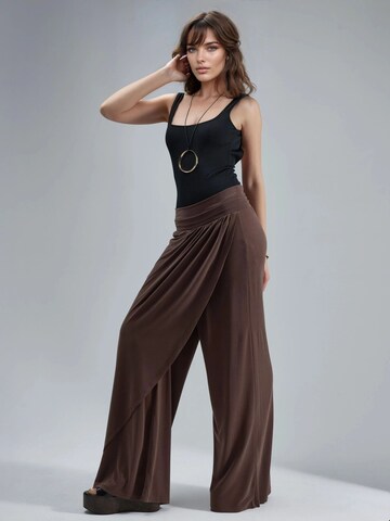 Busem Wide leg Broek in Bruin