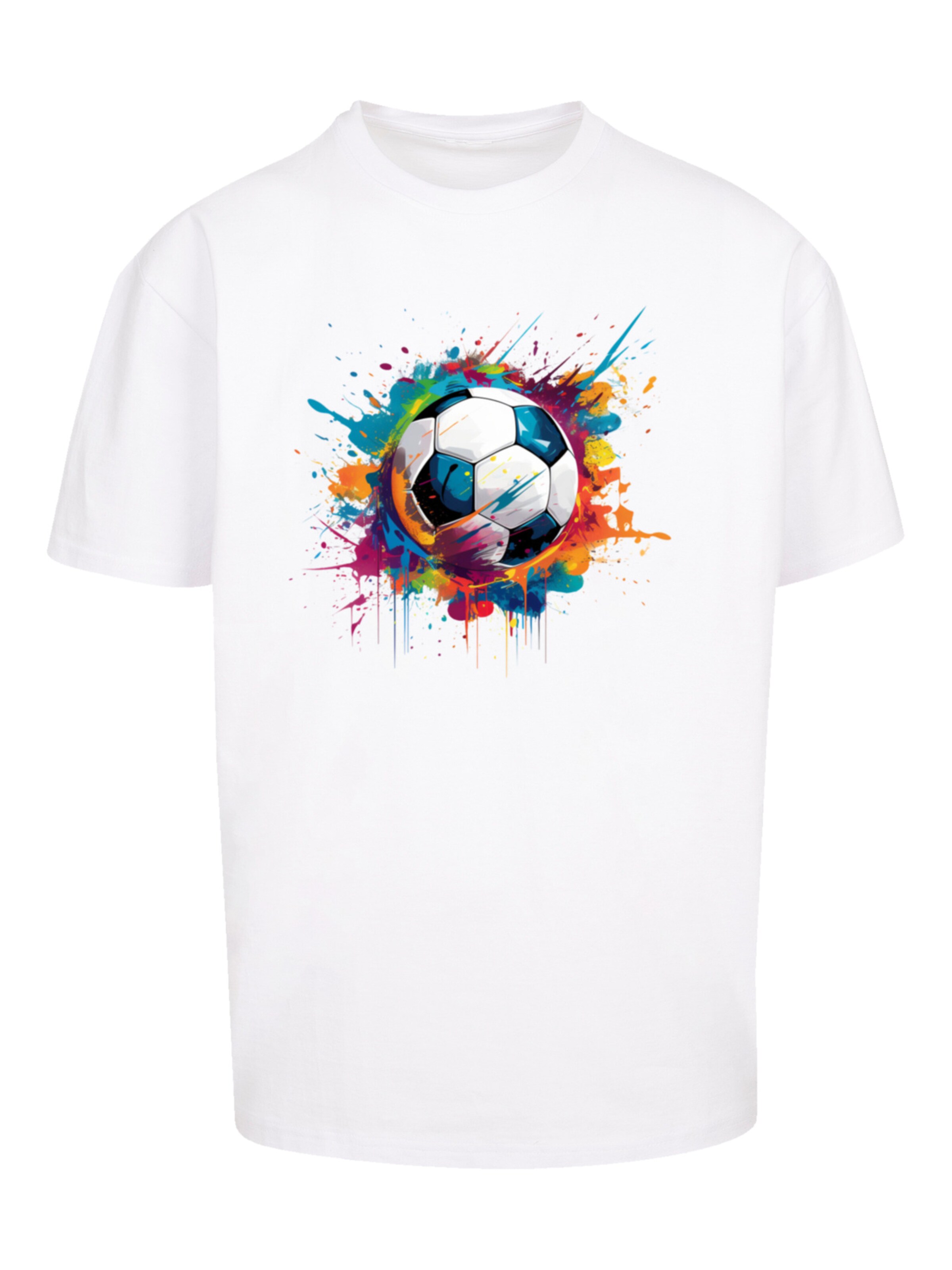 T-Shirt 'Bunte Fußball' F4NT4STIC en blanc : devant