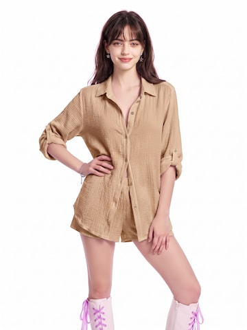 TorWeit Oversizeshirt 'Essential Cotton Shirt'‌‌‌‌ in Beige