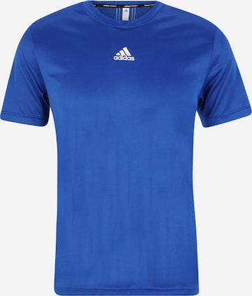 ADIDAS SPORTSWEAR Performance shirt 'Aeroready Hiit Back 3-Stripes' in Blue: front