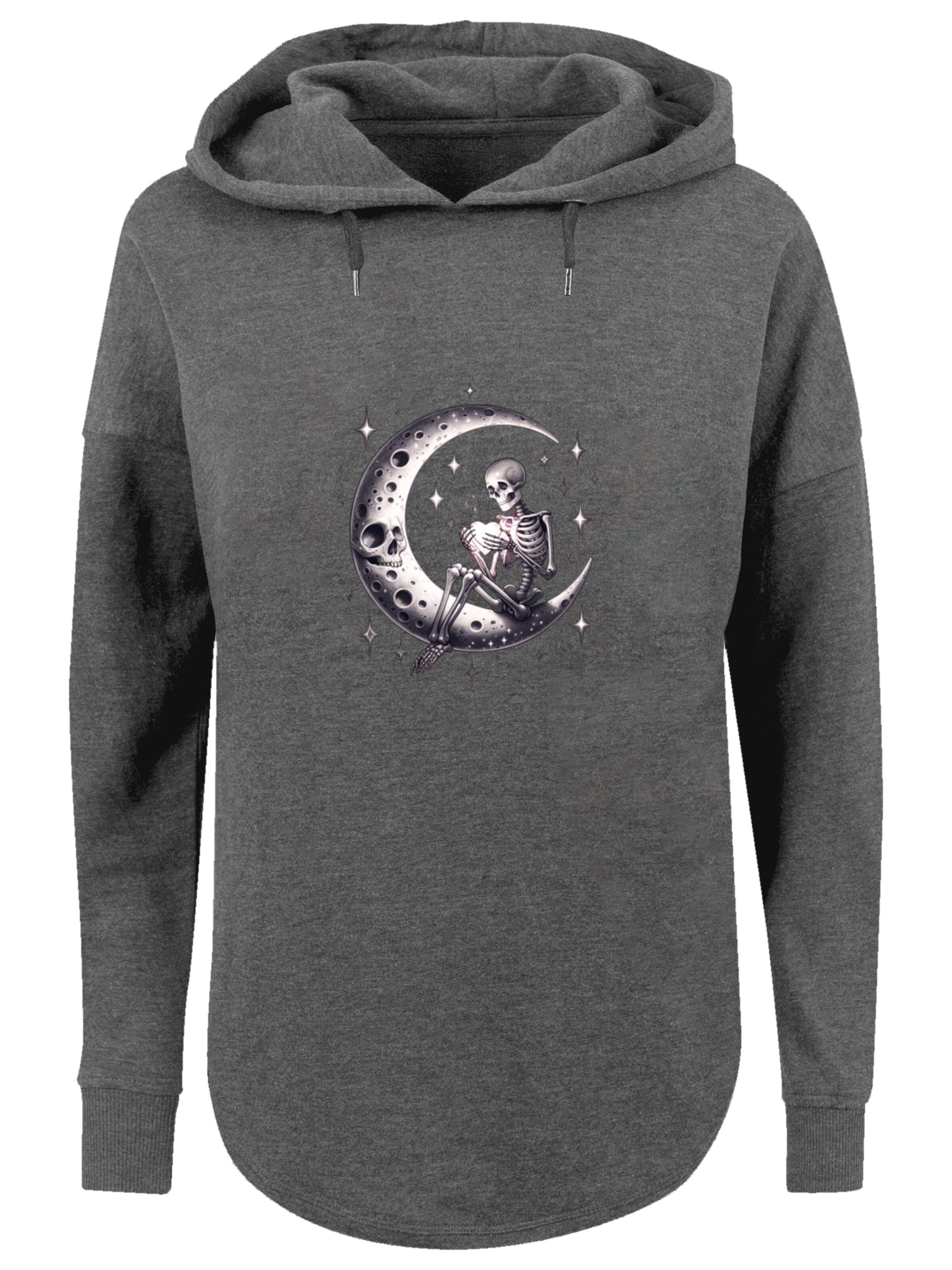 F4NT4STIC Sweatshirt 'Gothic Valentinstag Skelett Mond' in Grau: Vorderseite