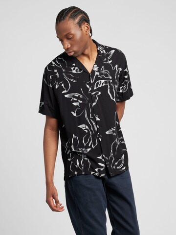 JACK & JONES Regular fit Button Up Shirt 'JEFF' in Black: front