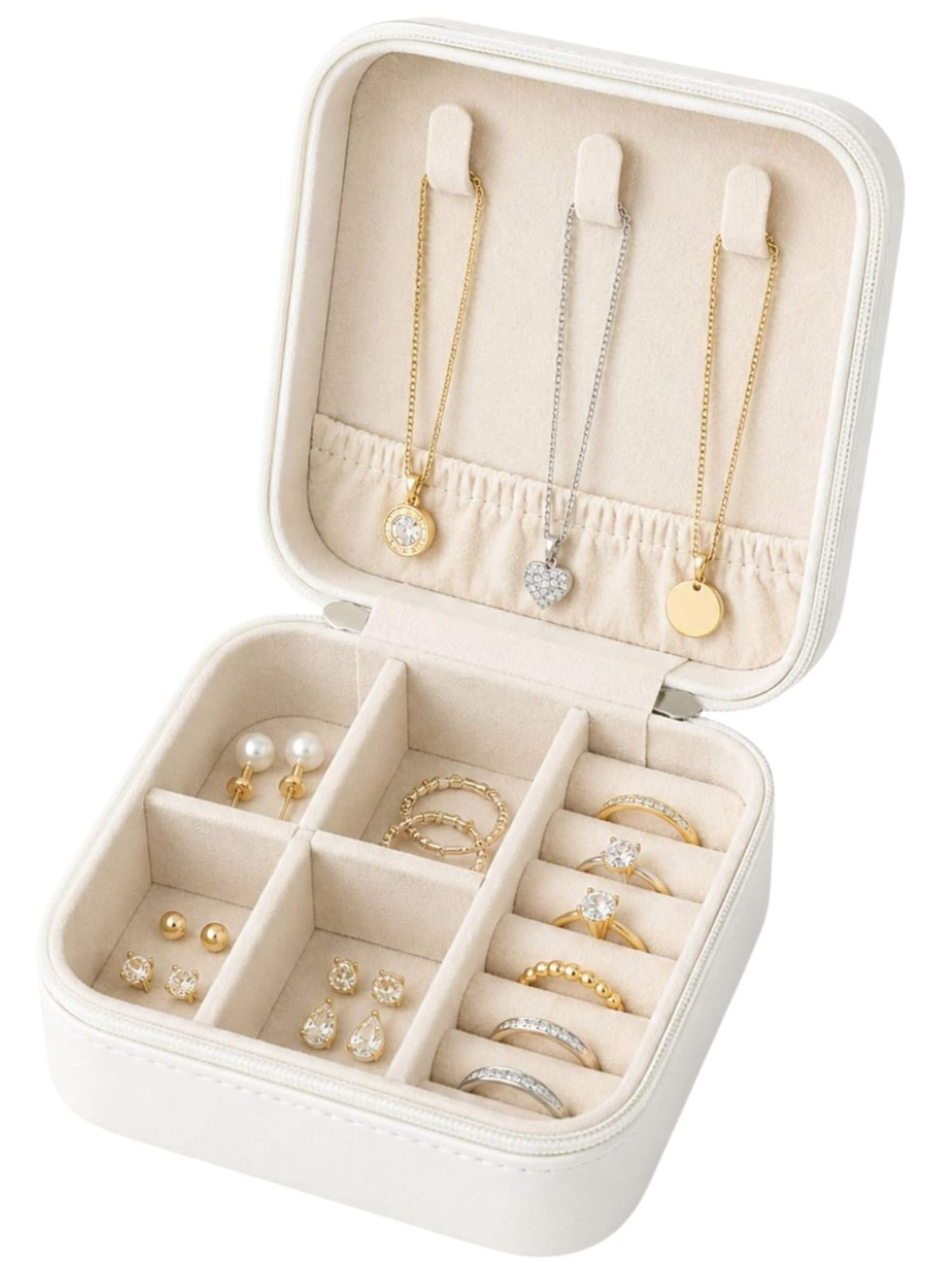 Boîte à bijoux 'Square Travel Jewelry Box - White' UNIQ Beauty en blanc : devant