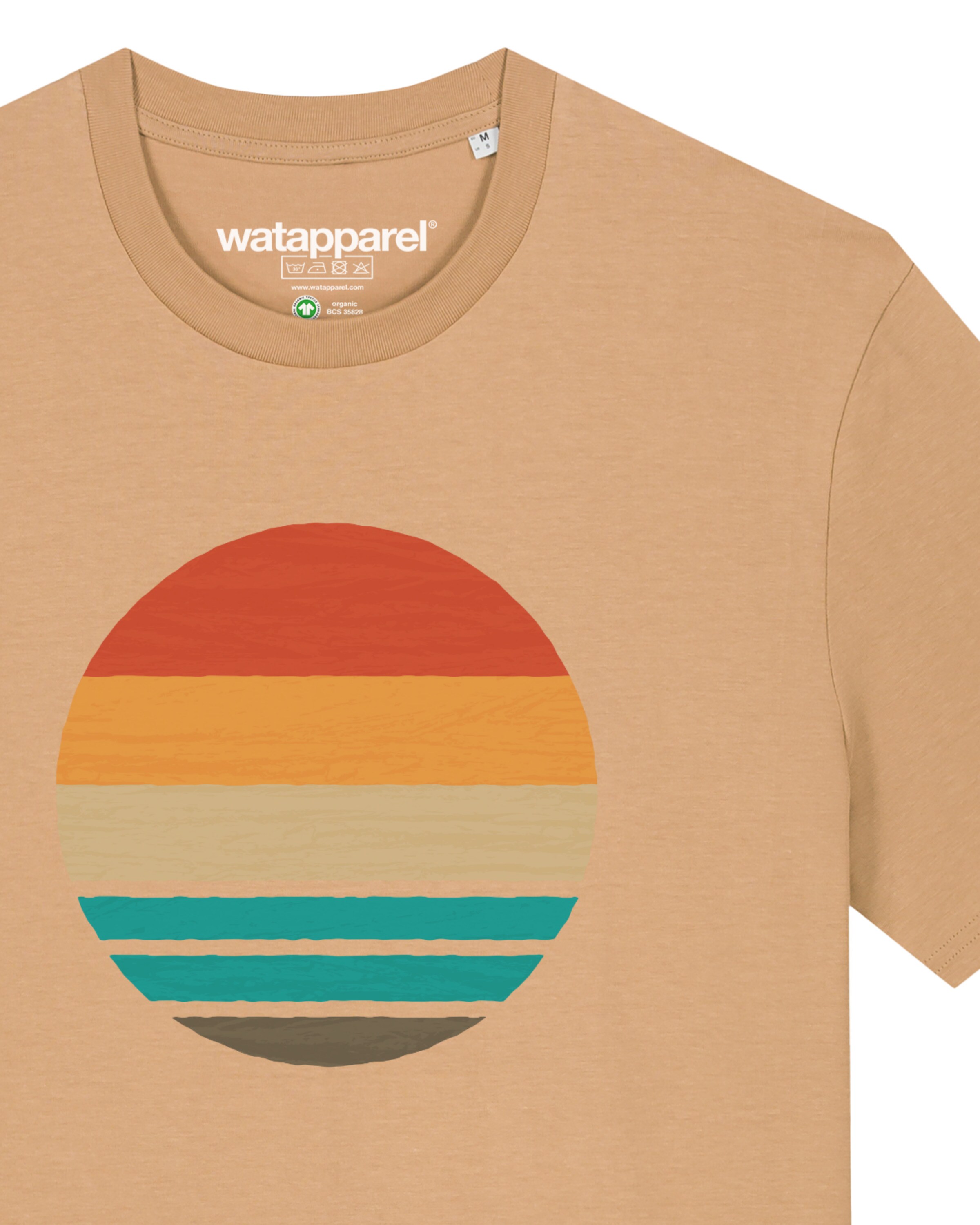 T-Shirt ' Retro Sunset Ocean ' Watapparel en beige