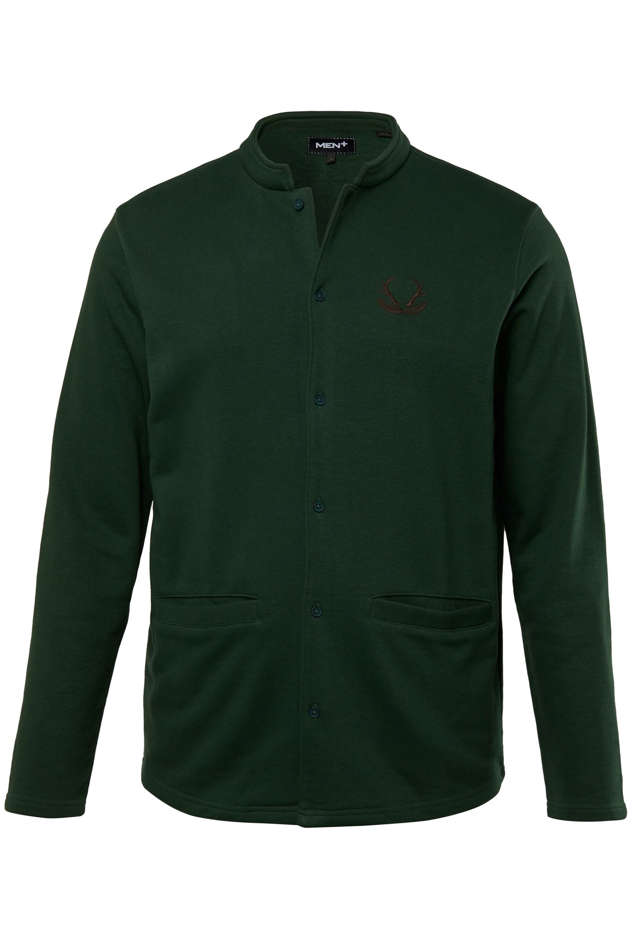 Men Plus Sweatjacke in Grün: Vorderseite