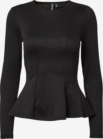 PIECES Shirt 'PCLUCCI PEPLUM' in Zwart: voorkant
