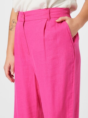 ONLY Carmakoma Regular Pleat-Front Pants 'CARO' in Pink