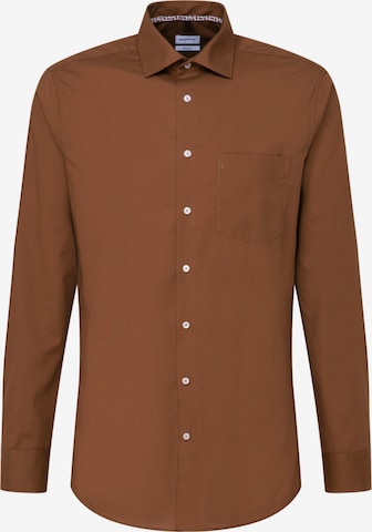 SEIDENSTICKER Regular fit Business Shirt in Brown: front