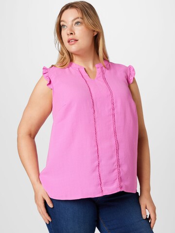 ONLY Carmakoma - Blusa en rosa: frente