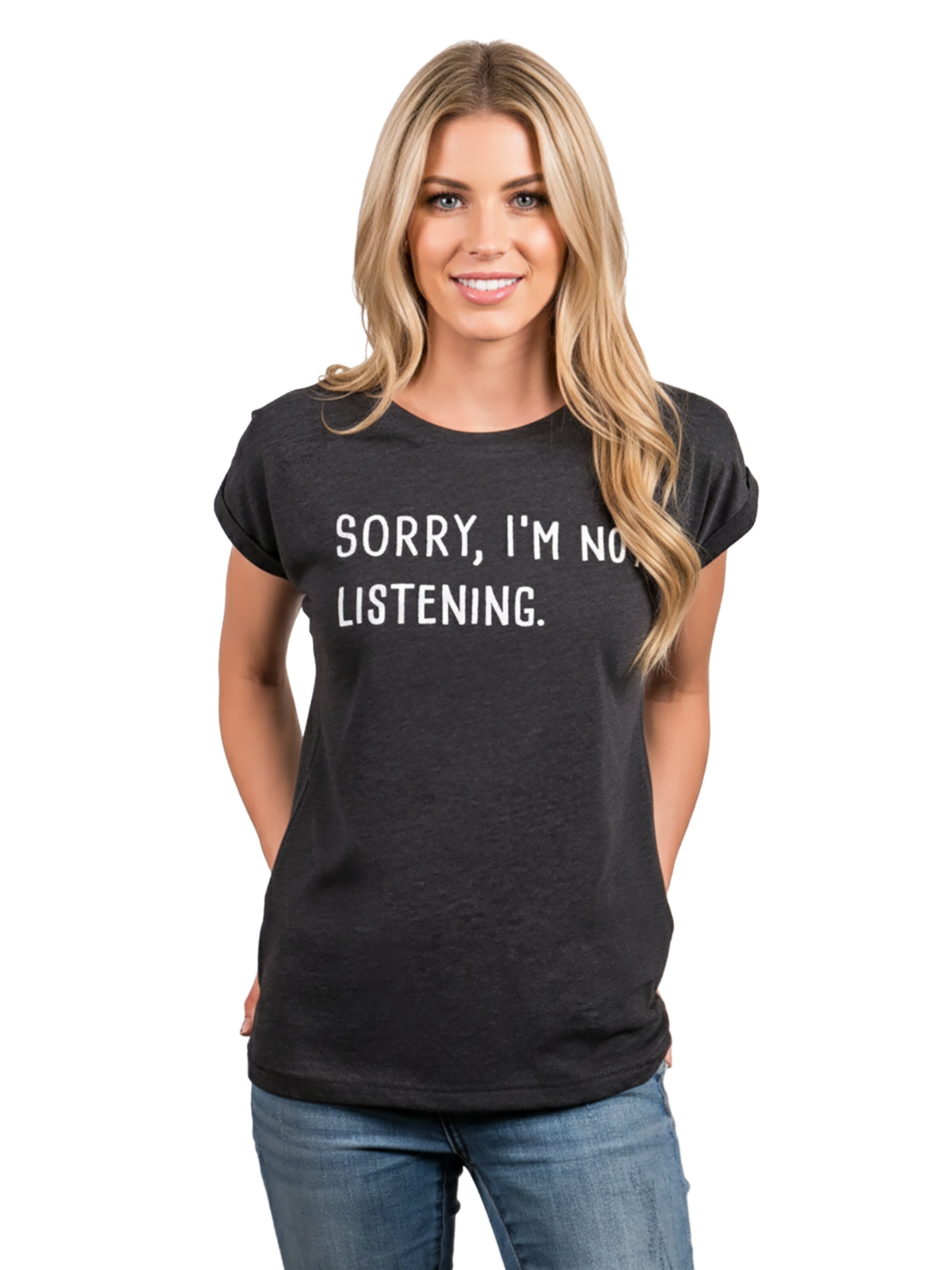 MAKAYA Shirt 'Not listening' in Grey: front