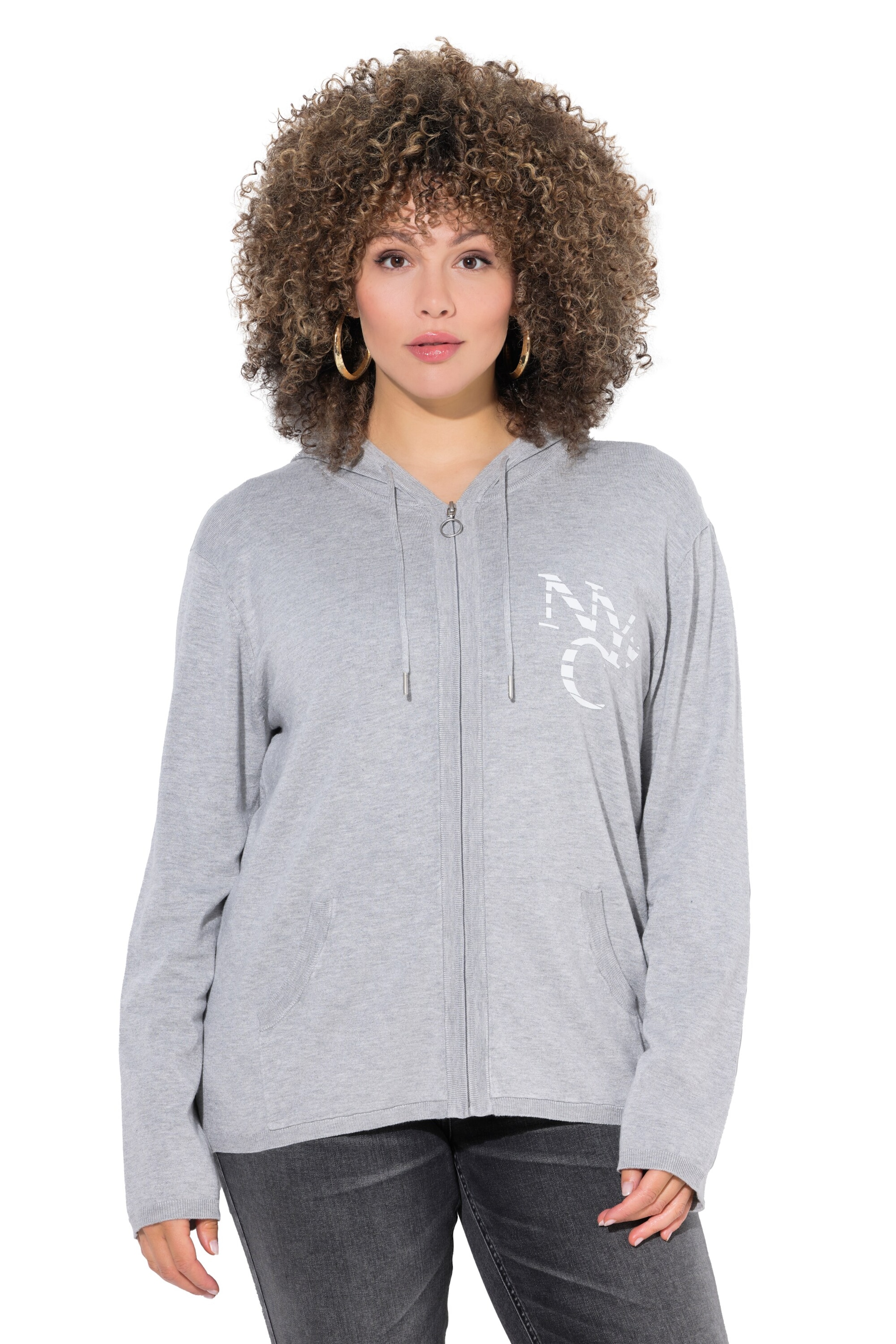 Ulla Popken Strickjacke in Grau: Vorderseite