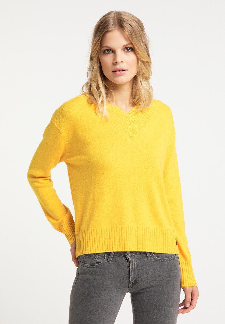 Women Clothing DreiMaster Vintage Basic sweaters Yellow