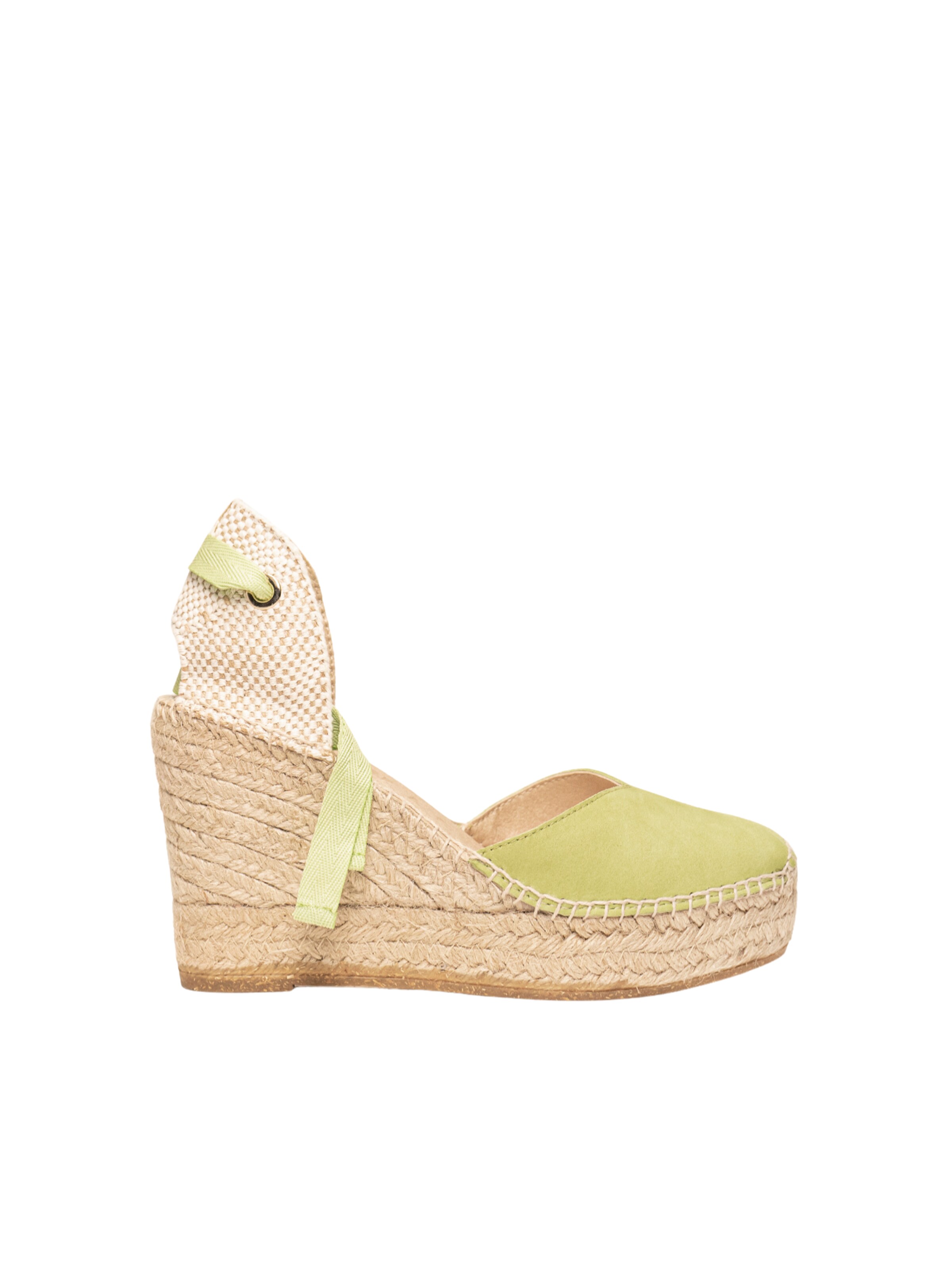 Alhamas - Sandalias 'Alpargata Cuña 10 cm' en verde: frente