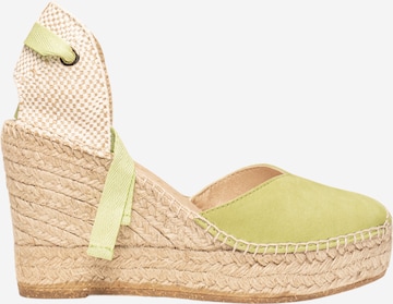 Alhamas - Sandalias 'Alpargata Cuña 10 cm' en verde: frente