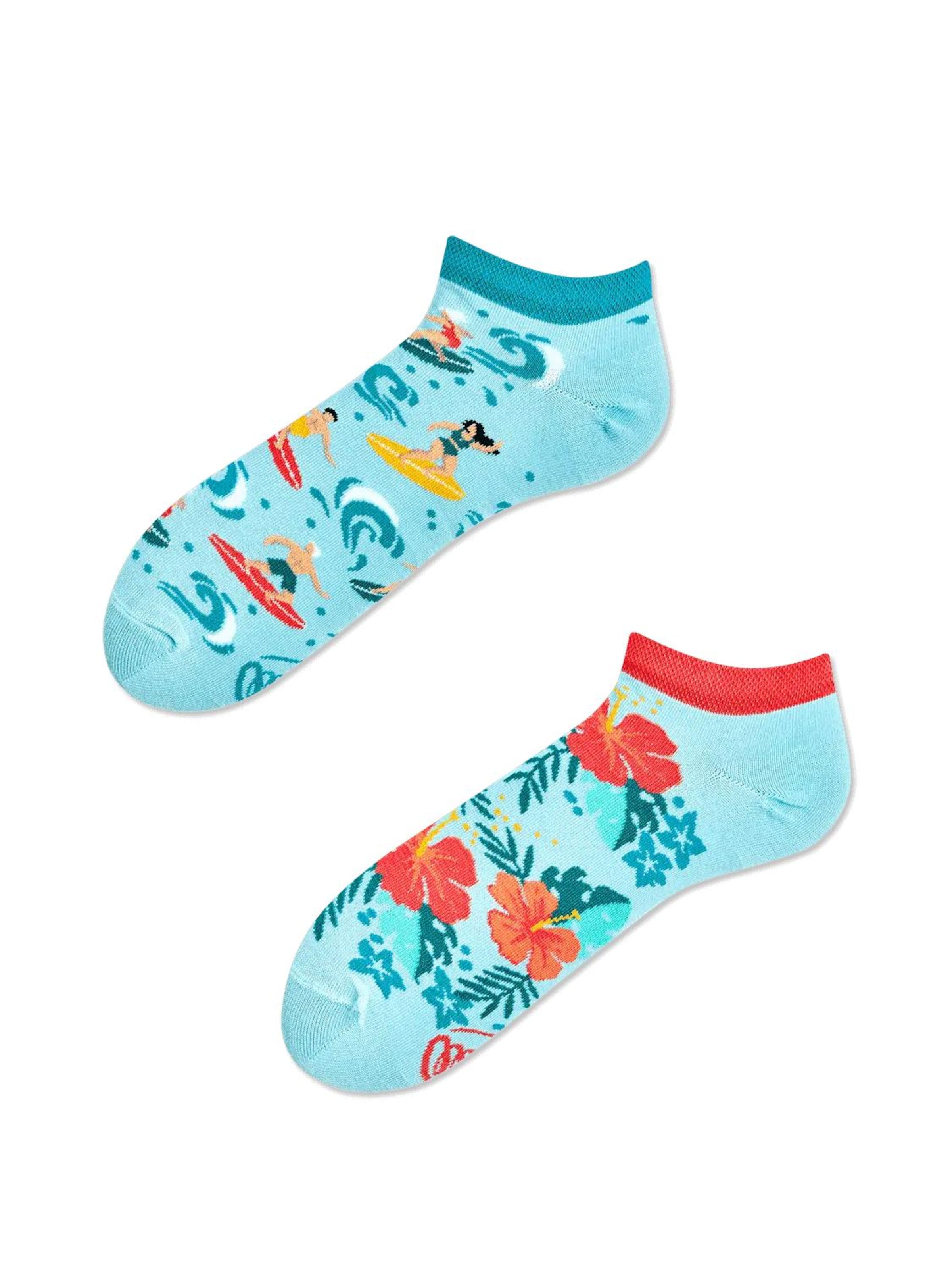 Many Mornings Ankle Socks 'Many Mornings  Sneaker Aloha Vibes' in Blue: front