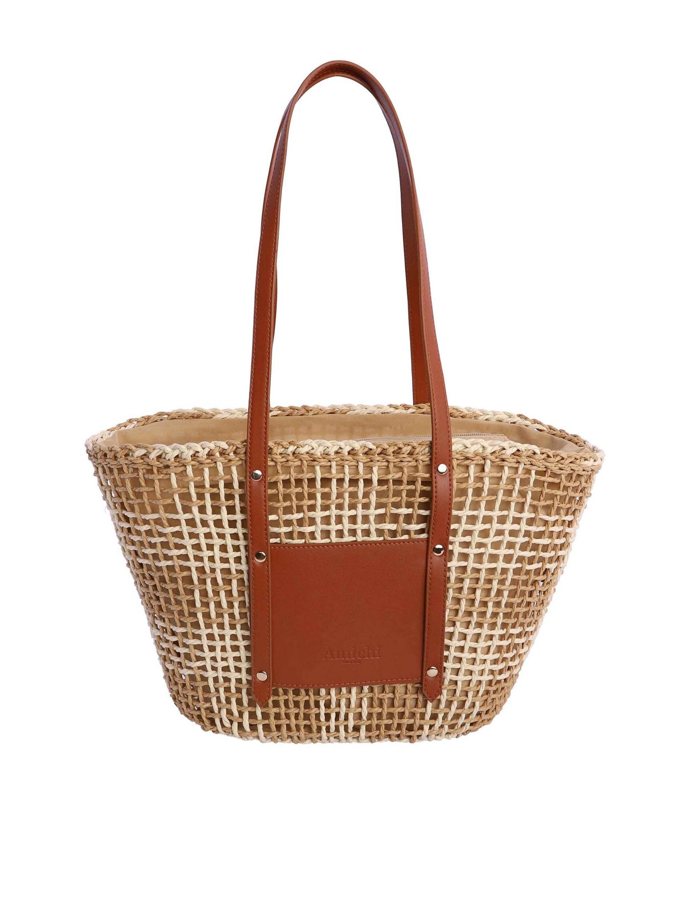 Amichi - Shopper 'Bolso shopper para mujer Soie de fibras naturales con cremallera' en beige: frente
