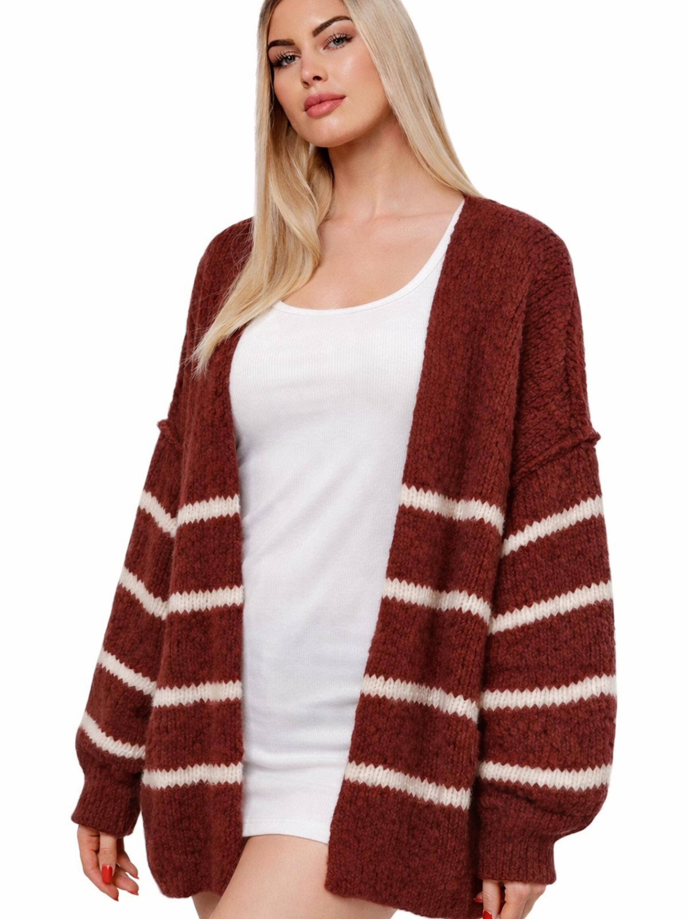 Worldclassca Strickjacke 'Strick Jacke mit Streifen'‌‌‌‌ in Rot: Vorderseite