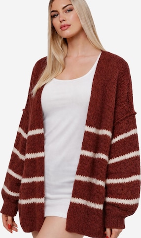 Worldclassca Strickjacke 'Strick Jacke mit Streifen' in Rot: Vorderseite