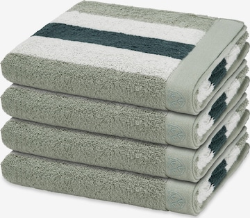 ROSS Handdoek 'Doubleface Stripes' in Groen: voorkant