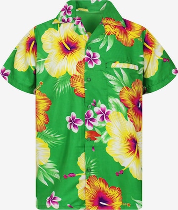 King Kameha Shirt 'Paradise Flower' in Grün: Vorderseite