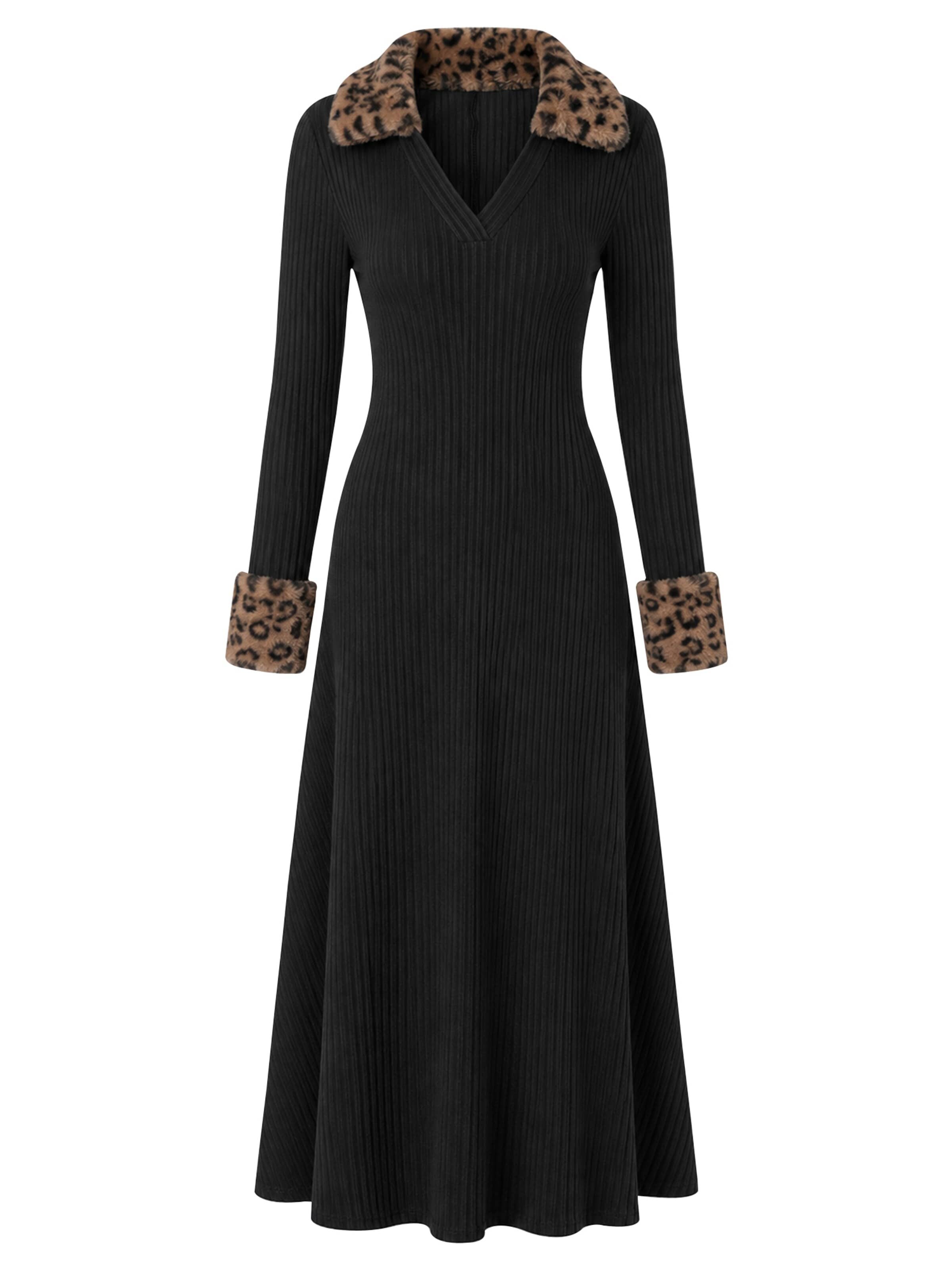 Robes en maille MEETWEE en noir : devant
