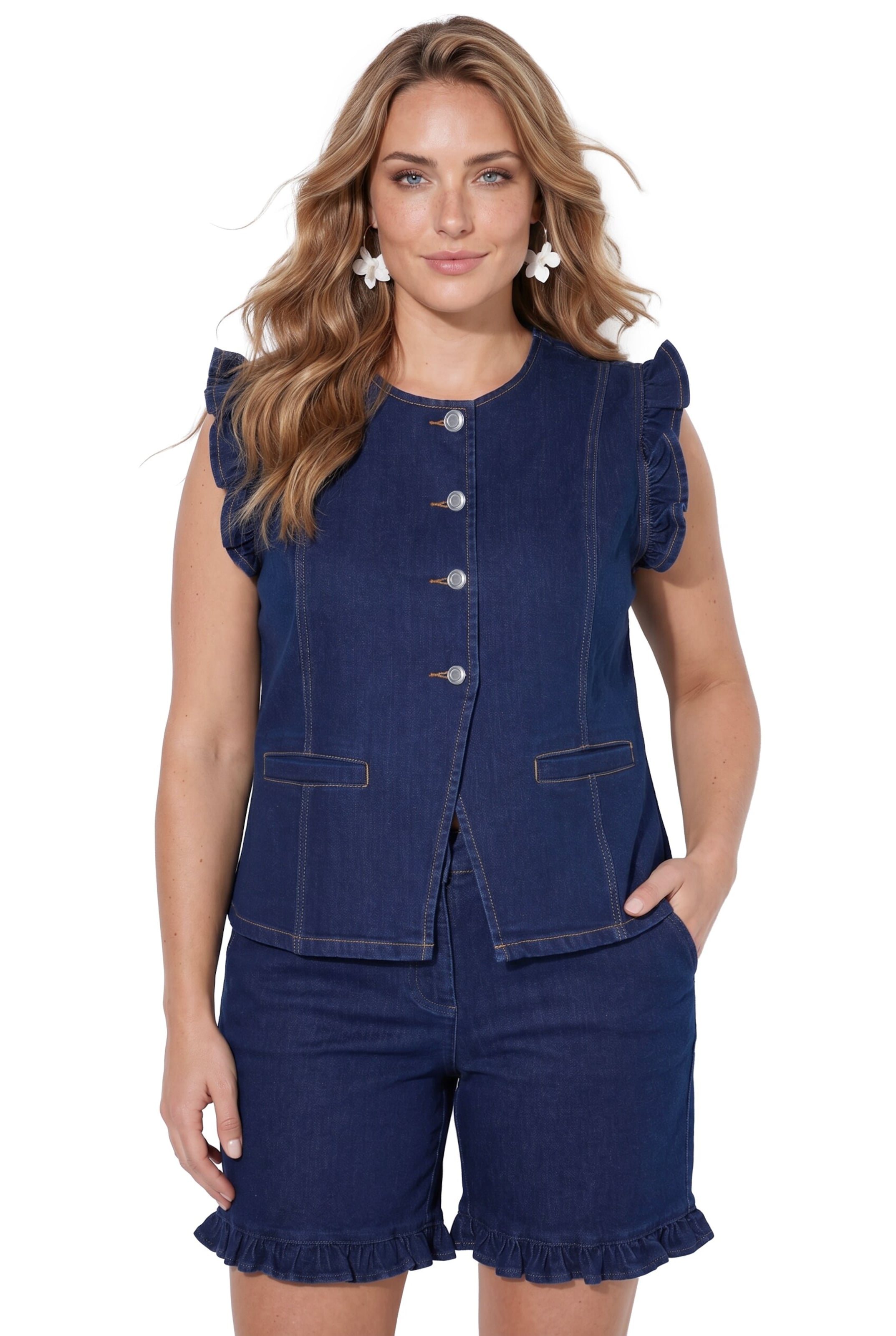 Angel of Style Vest in Blue: front