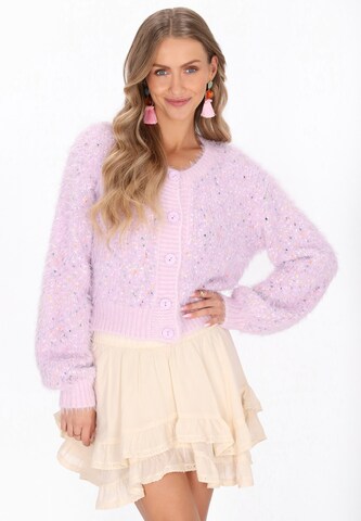 IZIA Gebreid vest in Lila: voorkant