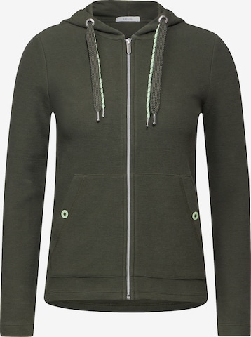 CECIL Zip-Up Hoodie in Green: front