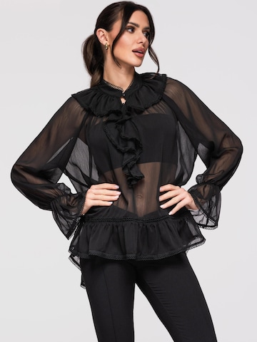 Ombre Blouse in Zwart: voorkant
