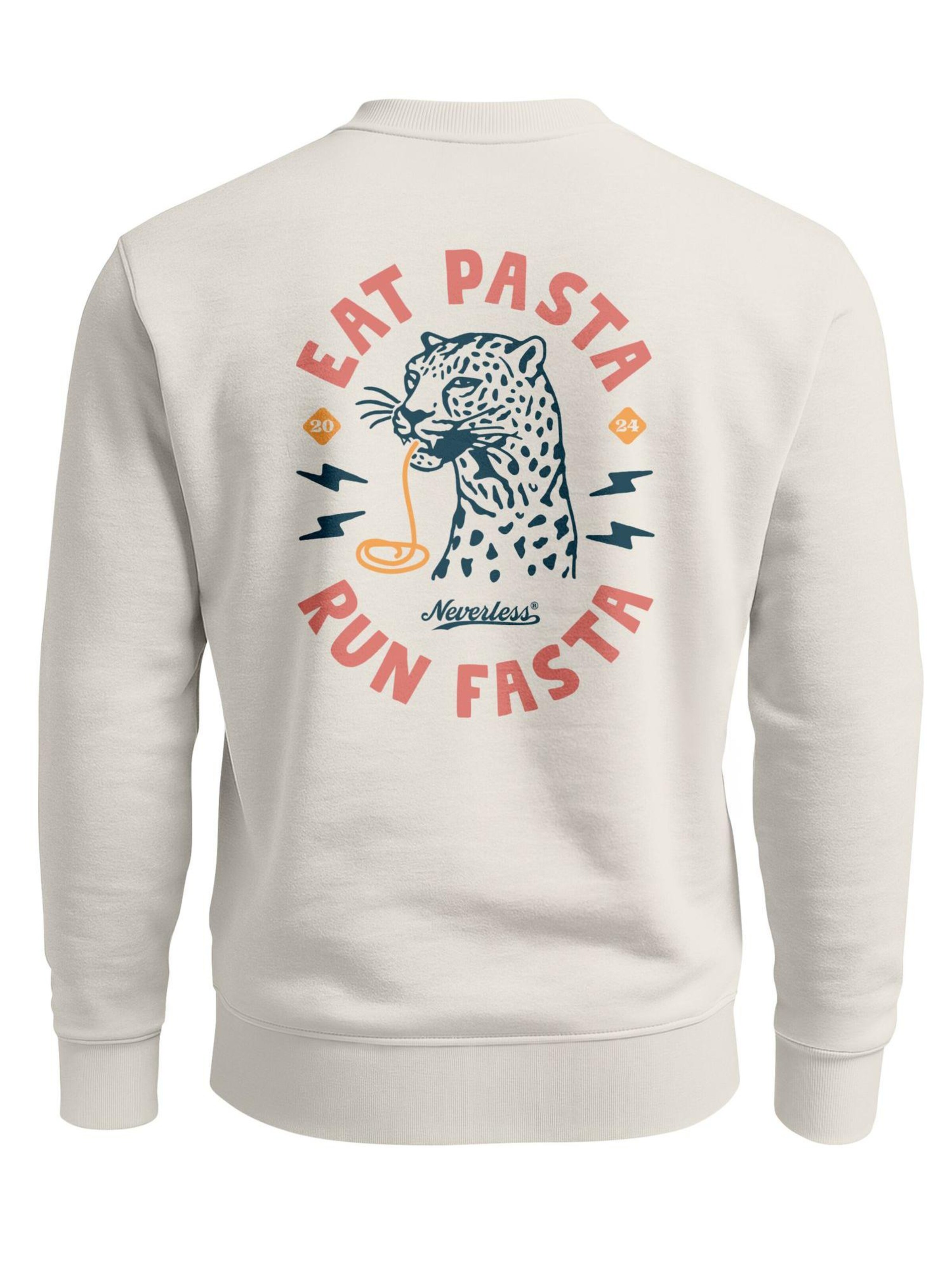 Neverless Sweatshirt 'Eat pasta' in Beige
