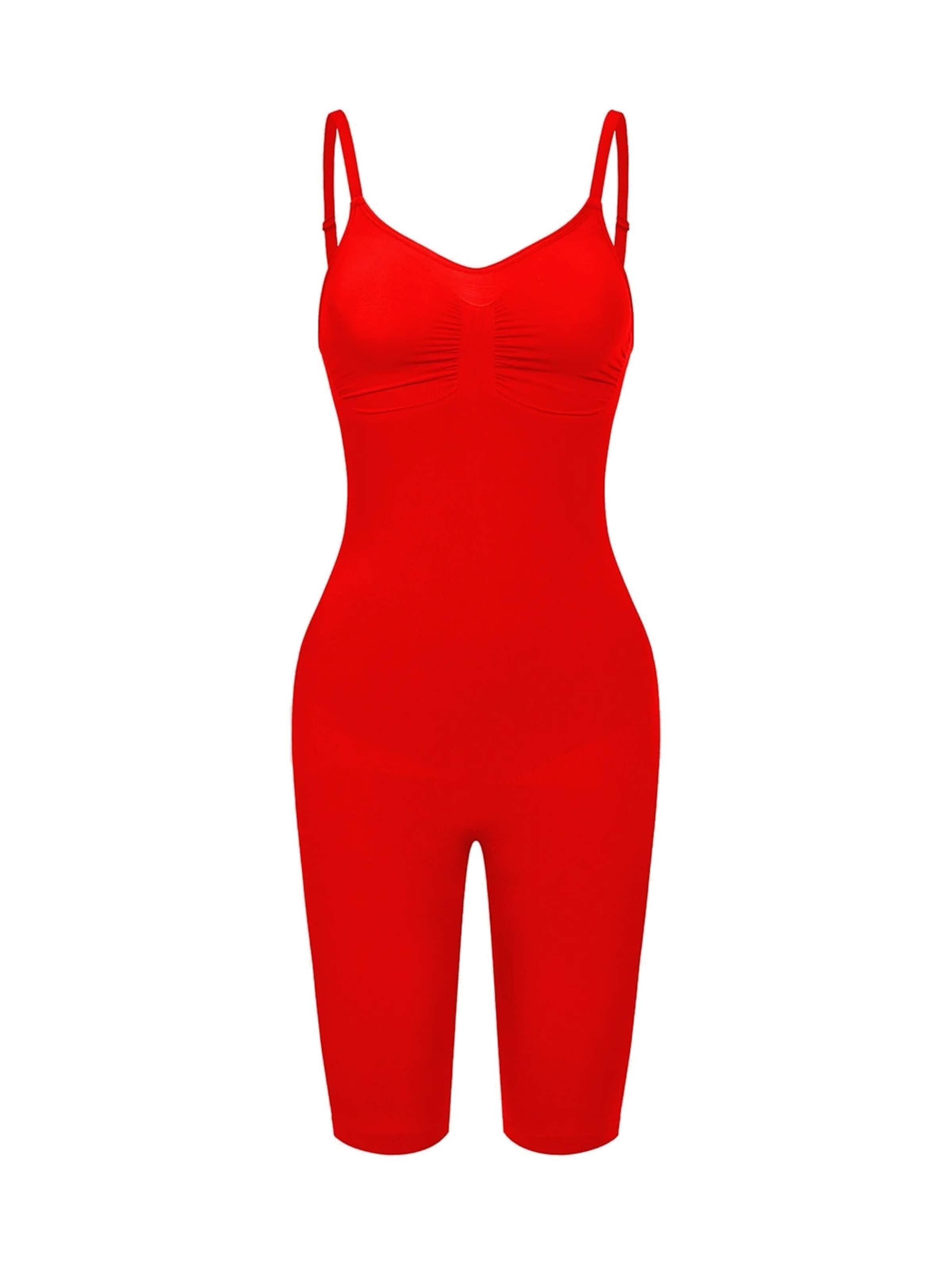 cfab (formerly creamy fabrics) Shapingbody 'Bodysuit Sculpting Shapewear mit Shorts' in Rood: voorkant