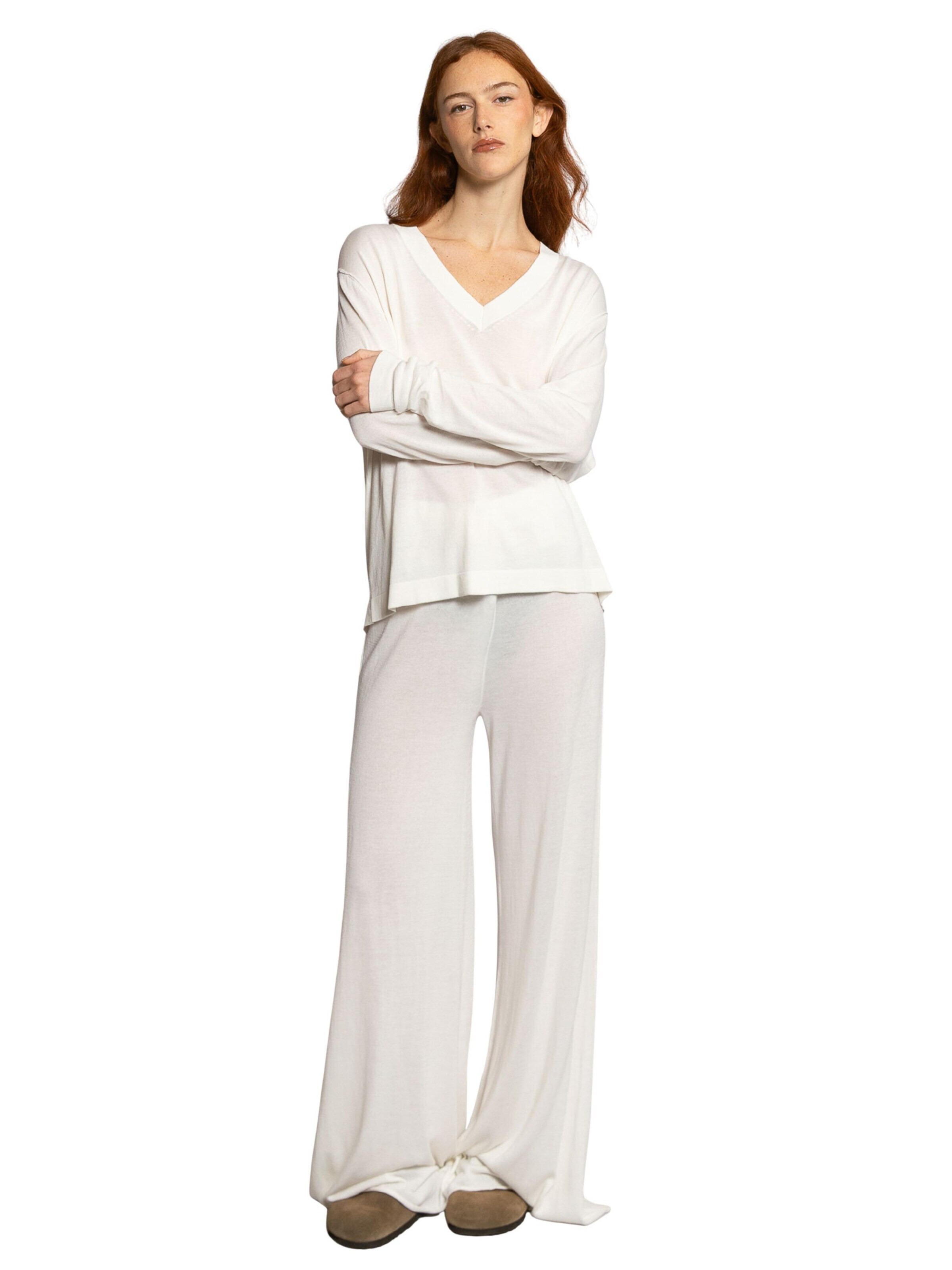 Loosefit Pantalon 'Bambou & Coton' LDB en blanc : devant