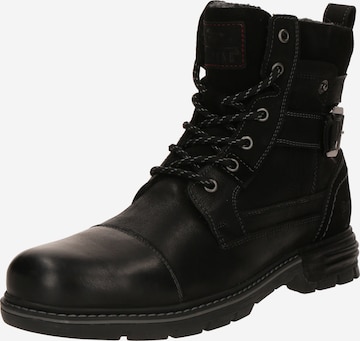 MUSTANG Šnurovacie čižmy - Čierna: predná strana