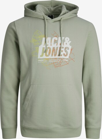 JACK & JONES Mikina 'Map Summer' - Zelená: predná strana