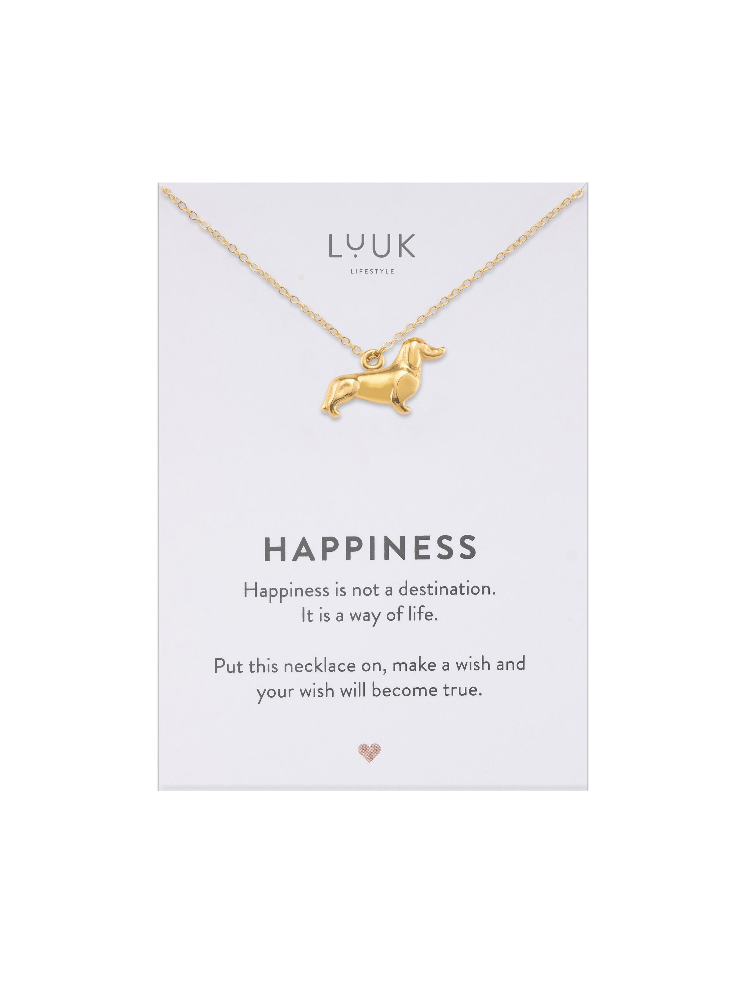 LUUK LIFESTYLE Necklace 'Dackel' in Gold: front