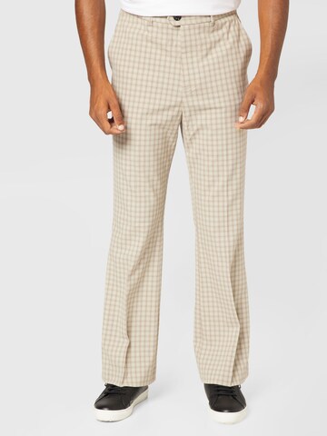 WEEKDAY Flared Trousers with creases 'Franklin' in Beige: front