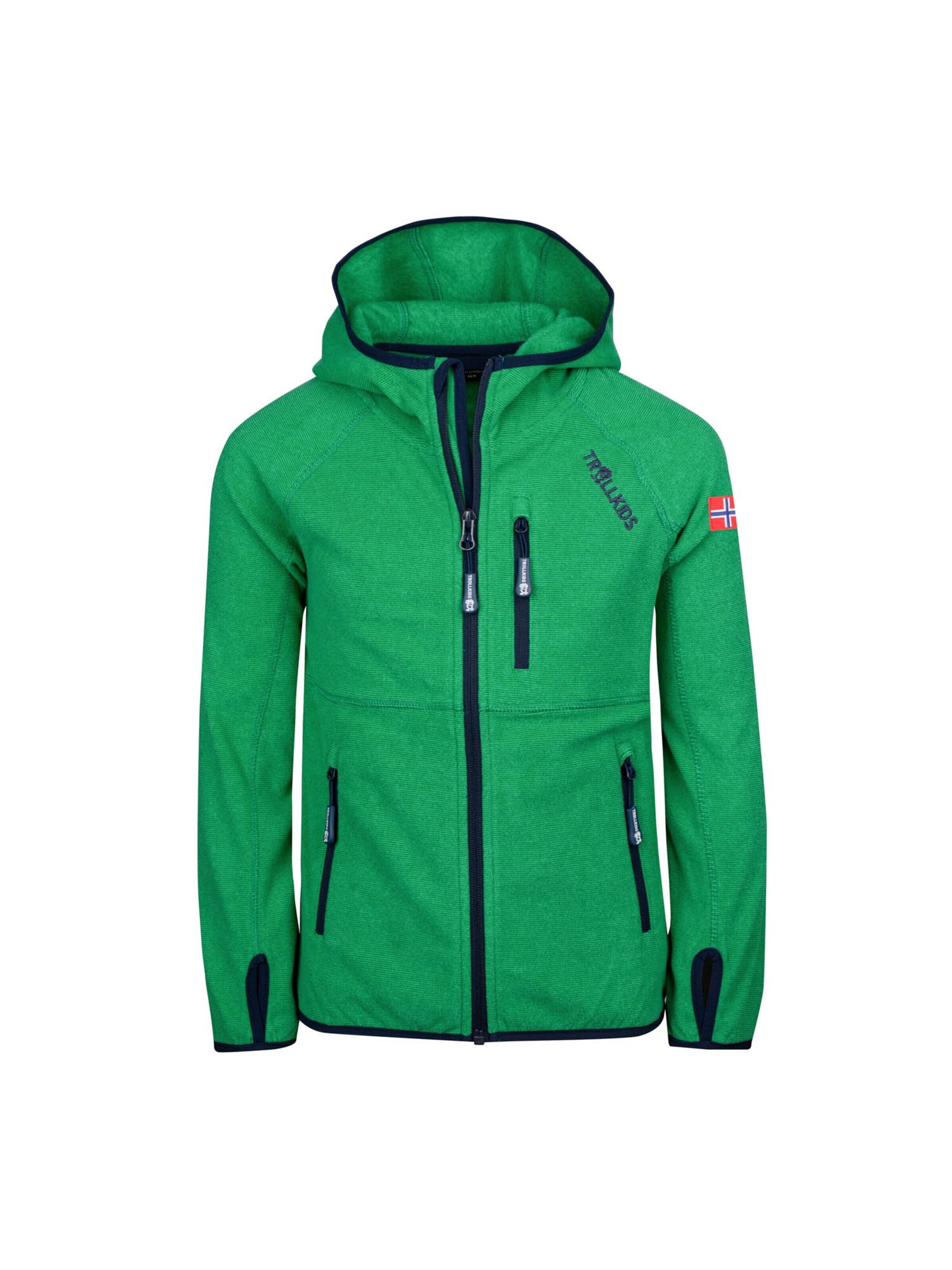 TROLLKIDS Fleece Jacket in Green: front